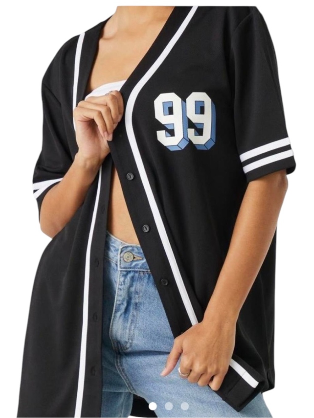 Los Angeles 21 Black Baseball Jersey Tie-Front Top stock photo99 instead of 21